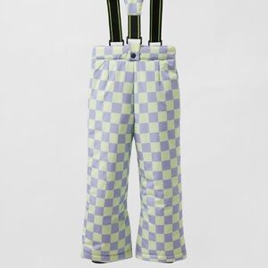 Zara Blue and Cream Checkered Pants with Suspenders